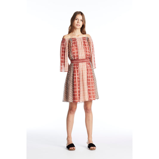 Off Shoulder Printed Chiffon Dress - Vishal Enterprises Inc